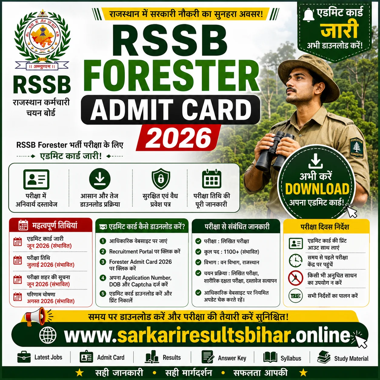 rssb forester admit card 2026