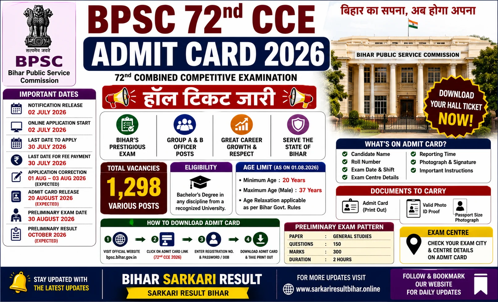 bpsc 72nd cce admit card 2026